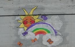 Рисунок на парапете Набережной в городе Енисейске